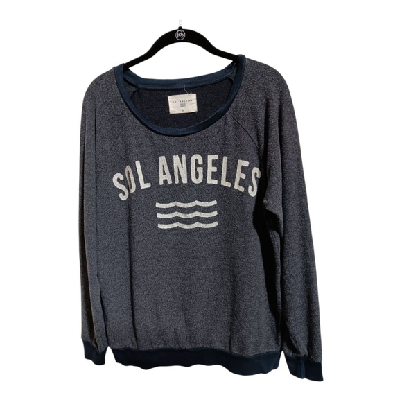 Sol Angelous New Arc Logo Pullover Crewneck Knit Top Sweatshirt in Grey and Navy - Picture 5 of 10
